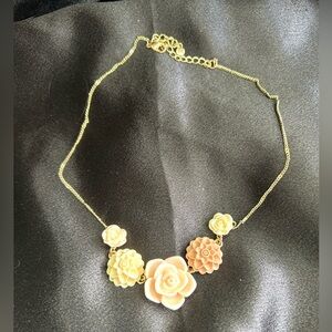Floral Gold and Cream Necklace